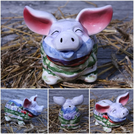 XL Keramik Kunst Sparschwein City-Landschaft
