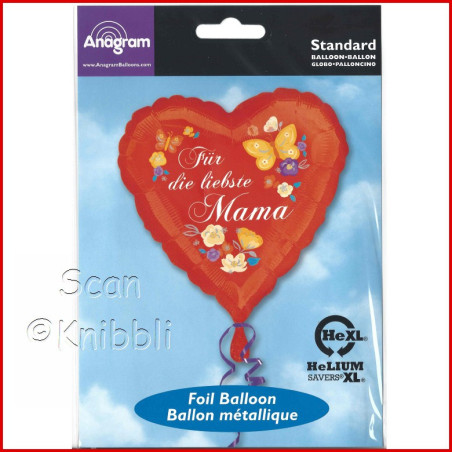 Folienballon Herz für Mama auch für Luftbefüllung