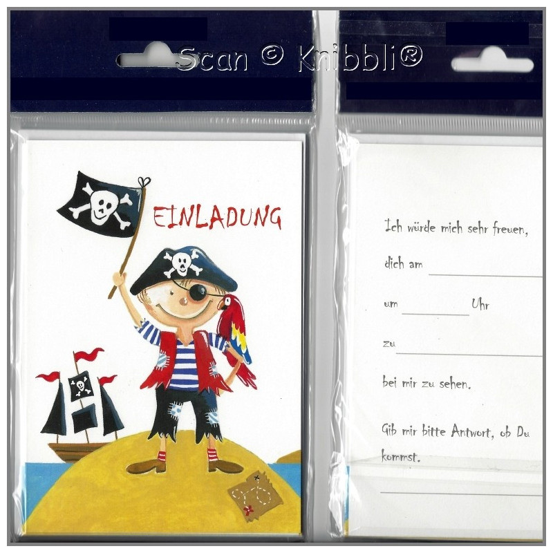 Einladungskarte Klappkarte mit Umschlag 001 Pirat