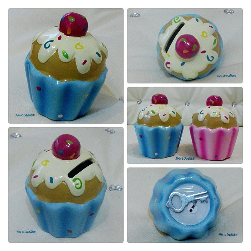 Keramik Spardose Cupcake Hellblau
