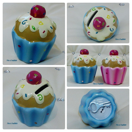 Keramik Spardose Cupcake Hellblau