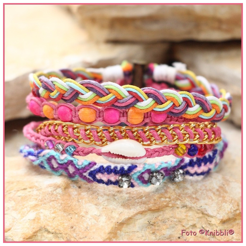 5 fach Armband Altrosa Pink Bunt