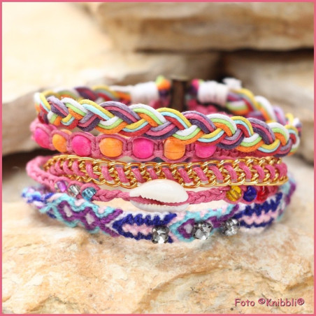 5 fach Armband Altrosa Pink Bunt