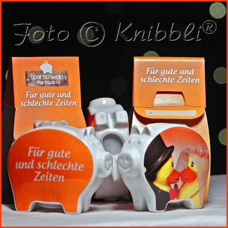 Porzellan Sparschwein mit Spruch 05