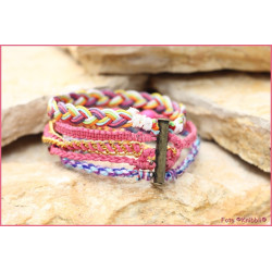 5 fach Armband Altrosa Pink Bunt