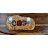 Teelichtbrettchen mit Tattoo aus Olivenholz