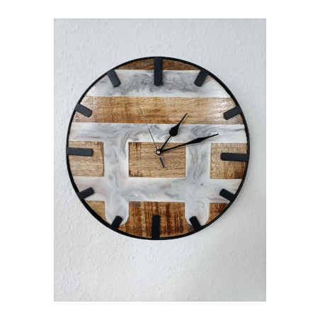 Wohnzimmeruhr modern Epoxid Weiß 30 cm