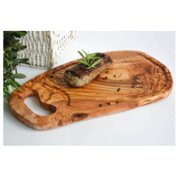 Steakbrett L33-35 RUSTIKAL mit Grifflasche und Saftrille