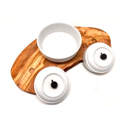 Futterstation RUSTY  2 x 0,4 Liter und 1 x 0,9 Liter Porzellanschalen