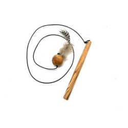 Katzenangel aus Olivenholz - 100% Natur