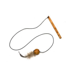 Katzenangel aus Olivenholz - 100% Natur