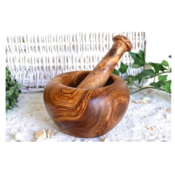 Mörser Ø 12 cm rund geschliffen inkl. Stößel aus Olivenholz