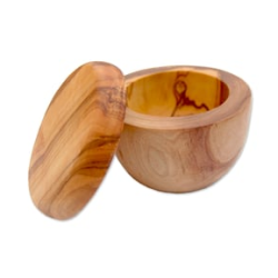 Rasierdose mit Deckel aus Olivenholz