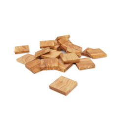 10 x flache Plättchen (5,5 x 5,5 x 0,5) aus Olivenholz