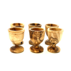 6er Set Eierbecher gedrechselt aus Olivenholz