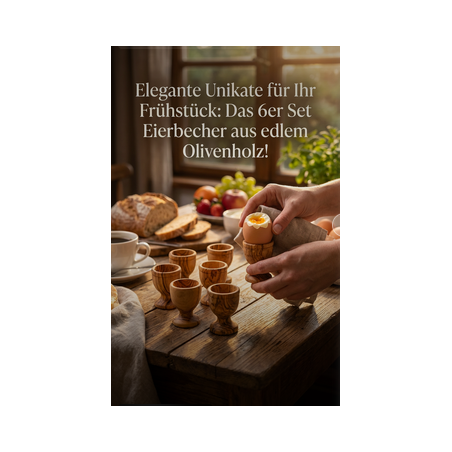 6er Set Eierbecher gedrechselt aus Olivenholz
